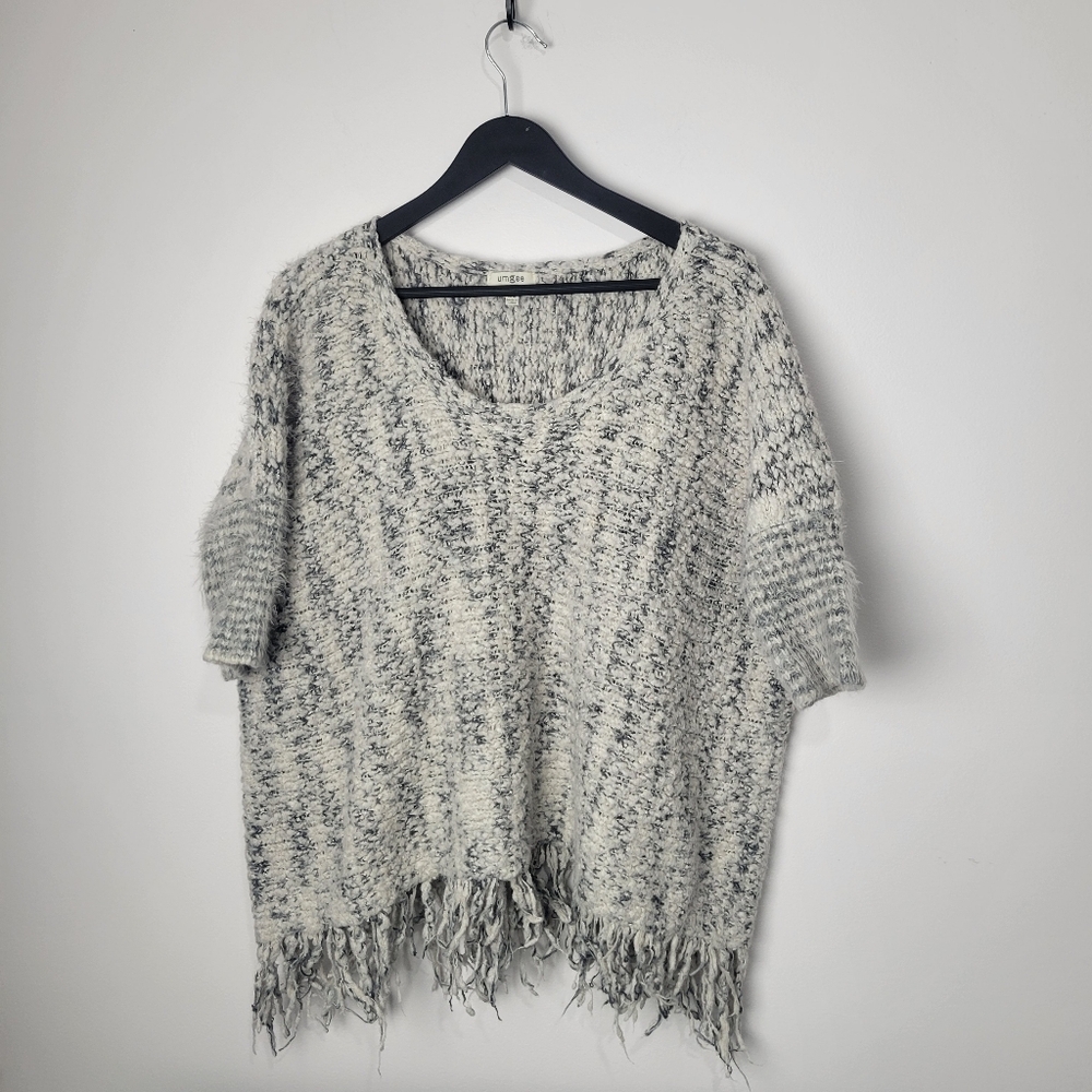 UMGEE WOMEN'S CHUNKY KNIT OVERSIZED FRINGE SWEATER SIZE S/M